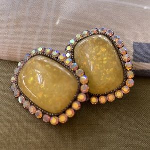 SNK Aurora Borealis Crystal Clip Earrings